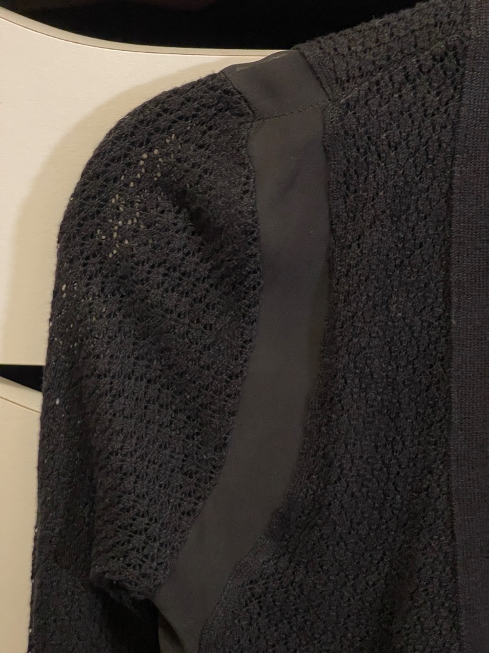 BCBG MaxAzria crochet black cardigan ribbon women XS - Picture 3 of 9